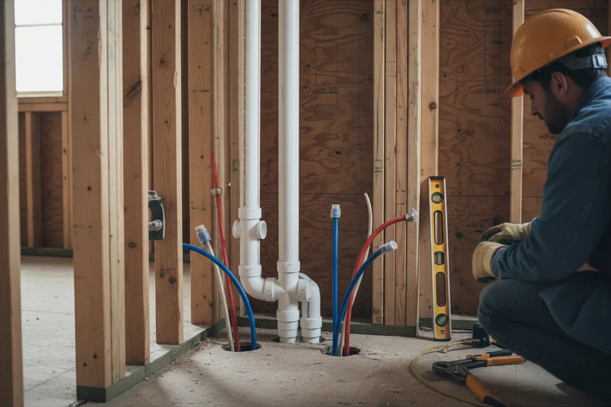 Drain and supply rough-in during Drain Cleaning in New Market